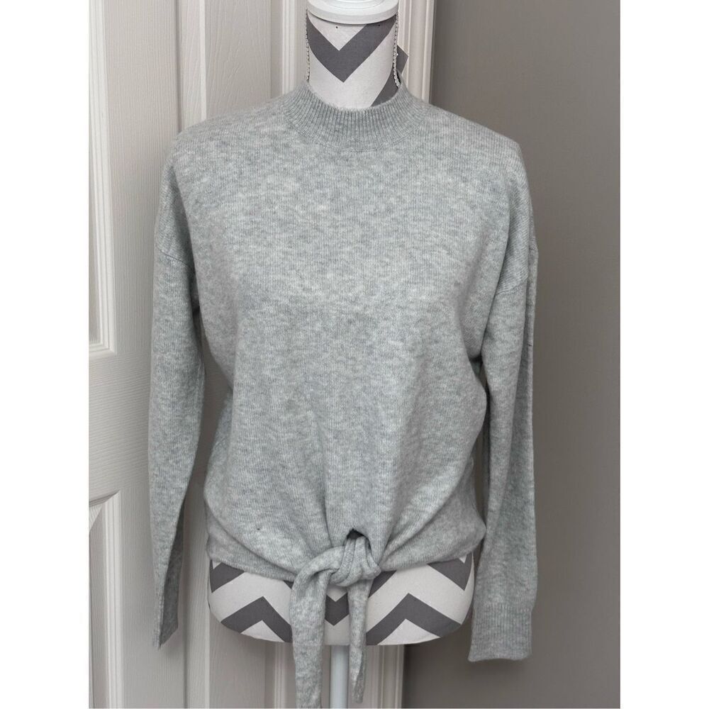 LOFT light gray tie front sweater